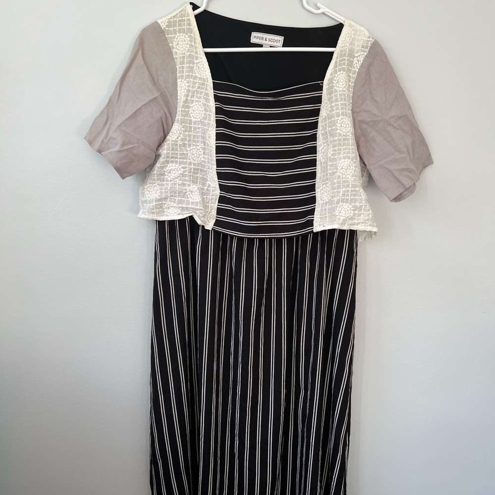 Nursing Friendly Striped Bib Dress